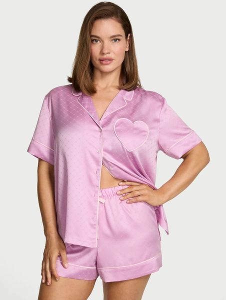 Пижама Victoria's Secret Signature Satin Heart Short Pajama Set (размер S) 3955 фото