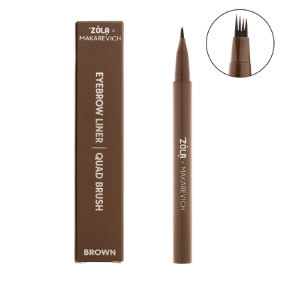 Лайнер для брів ZOLA x Makarevich Eyebrow liner Quad Brush - Brown 2766 фото
