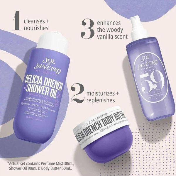 Подарунковий набір для тіла Sol de Janeiro Delicia Drench Jet Set, Cheirosa &rsquo;59 (mist, shower oil, b 4106 фото